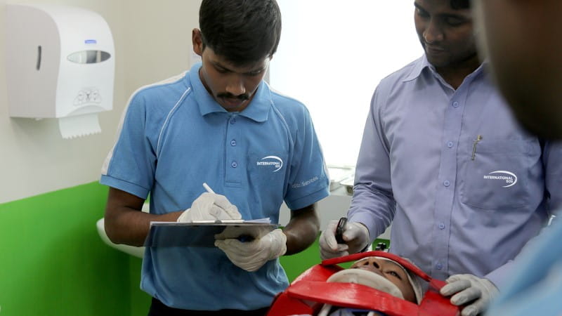 Attending to patient in ER