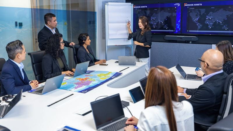 a meeting of a group of professionals about how to manage crisis