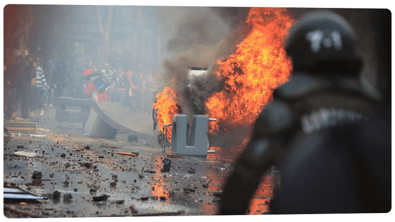 firefighters and security people in duty.