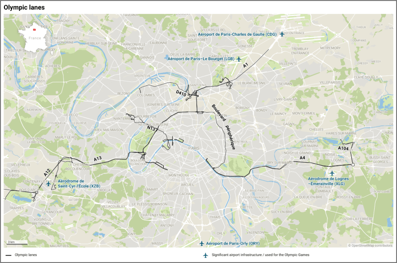 Map of Olympic Lanes Paris